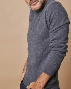 Clearance Oscar et Louise Pull 100% Cachemire Lucas col rond gris foncé