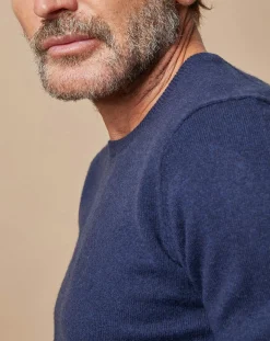 Hot Oscar et Louise Pull 100% Cachemire Lucas col rond bleu marine