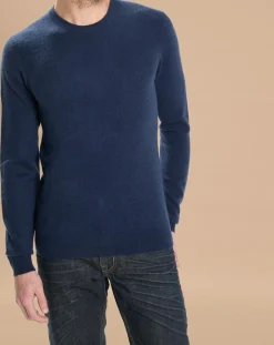Hot Oscar et Louise Pull 100% Cachemire Lucas col rond bleu marine