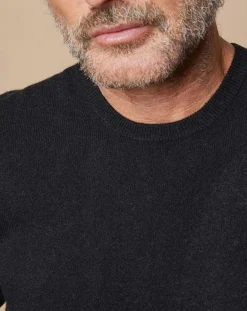 Homme Oscar et Louise Pull 100% Cachemire Lucas col rond noir