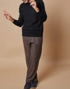 Homme Oscar et Louise Pull 100% Cachemire Lucas col rond noir