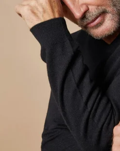 Homme Oscar et Louise Pull 100% Cachemire Lucien col V noir