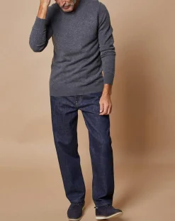 Oscar et Louise Pull 100% Cachemire Lucien col V gris foncé