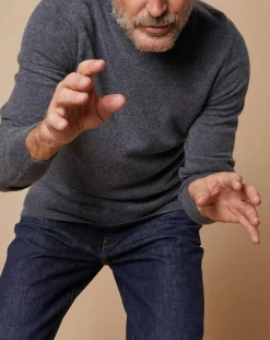 Oscar et Louise Pull 100% Cachemire Lucien col V gris foncé