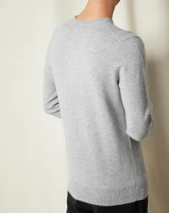 Online Oscar et Louise Pull 100% Cachemire Lucien col V gris clair