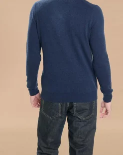 Sale Oscar et Louise Pull 100% Cachemire Lucien col V bleu marine