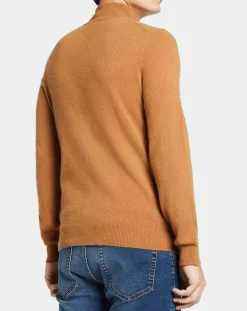 Best Galeries Lafayette Pull 100% Cachemire Machcam col zippé camel