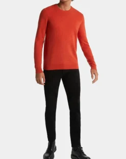 Homme Galeries Lafayette Pull 100% Cachemire Machron col rond orange