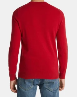 Discount Galeries Lafayette Pull 100% Cachemire Machve col V rouge