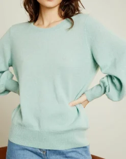 Best Miss Cashmere Pull 100% Cachemire Manches Ballon Angelina Col rond amande