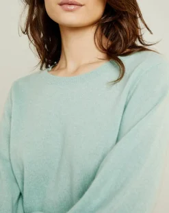 Best Miss Cashmere Pull 100% Cachemire Manches Ballon Angelina Col rond amande