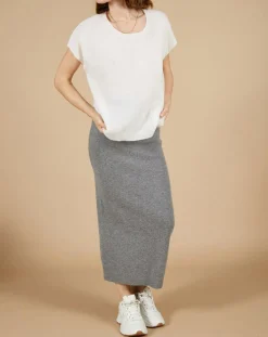 Femme Cashmere Tribu Pull 100% Cachemire Marion à bandes au dos écru