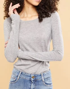 Femme Acquaverde Pull 100% Cachemire Maw heather grey