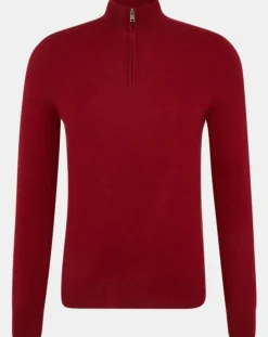 Homme Galeries Lafayette Pull 100% Cachemire Nachcam col zippé bordeaux