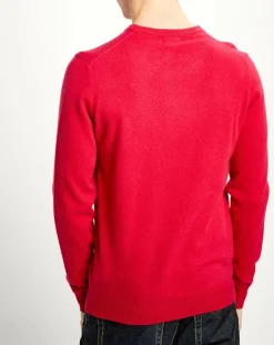 Clearance Galeries Lafayette Pull 100% Cachemire Nachron col ras du cou rouge clair