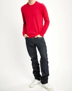 Clearance Galeries Lafayette Pull 100% Cachemire Nachron col ras du cou rouge clair