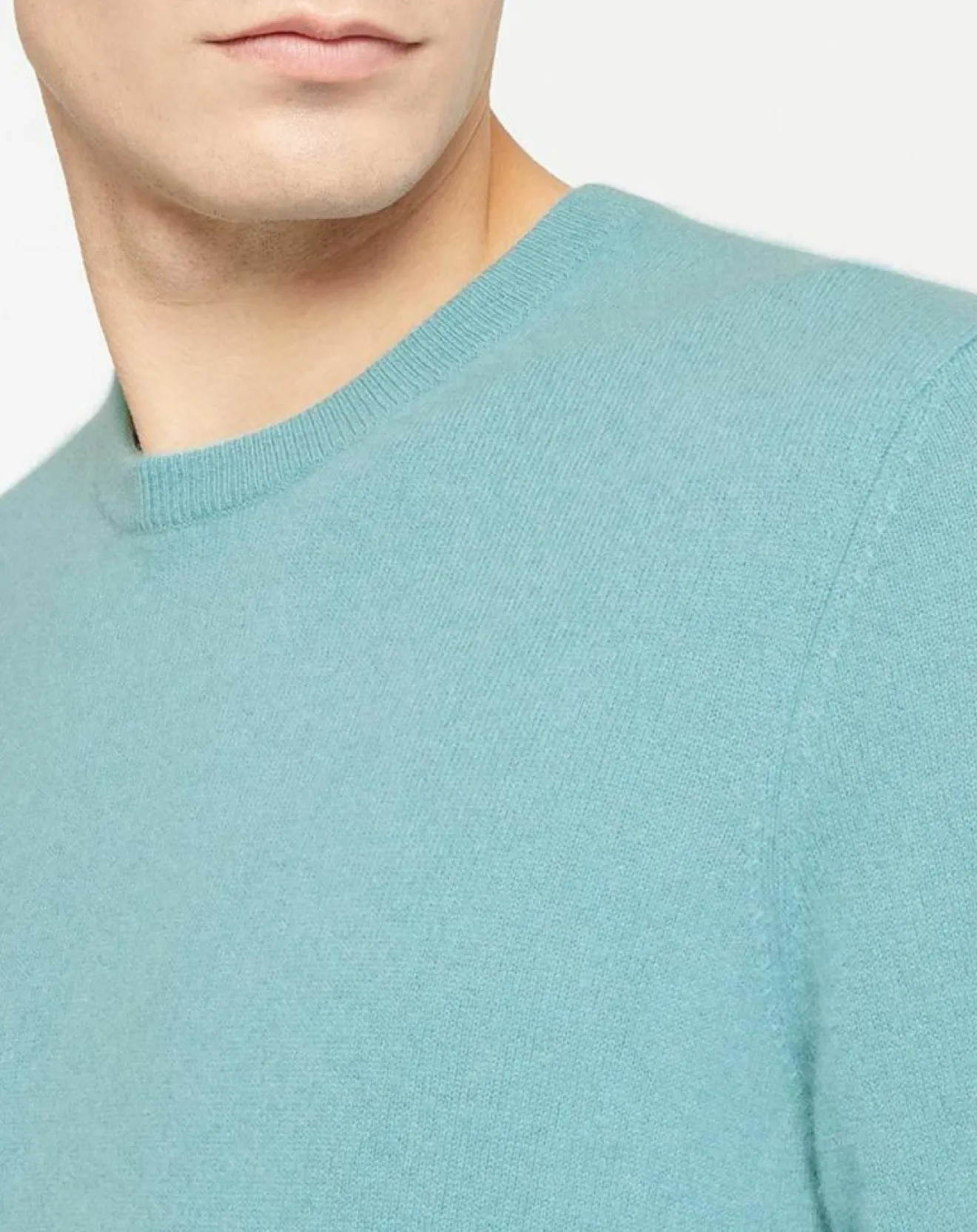 Outlet Galeries Lafayette Pull 100% Cachemire Nachron col ras du cou bleu