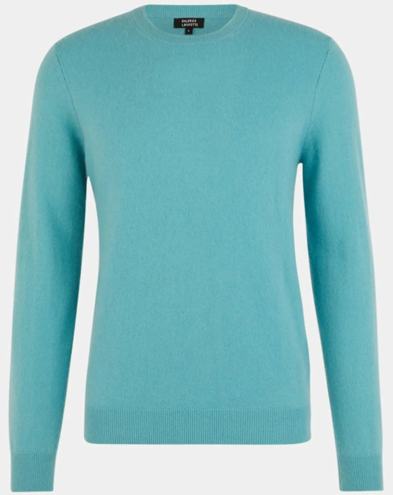 Outlet Galeries Lafayette Pull 100% Cachemire Nachron col ras du cou bleu