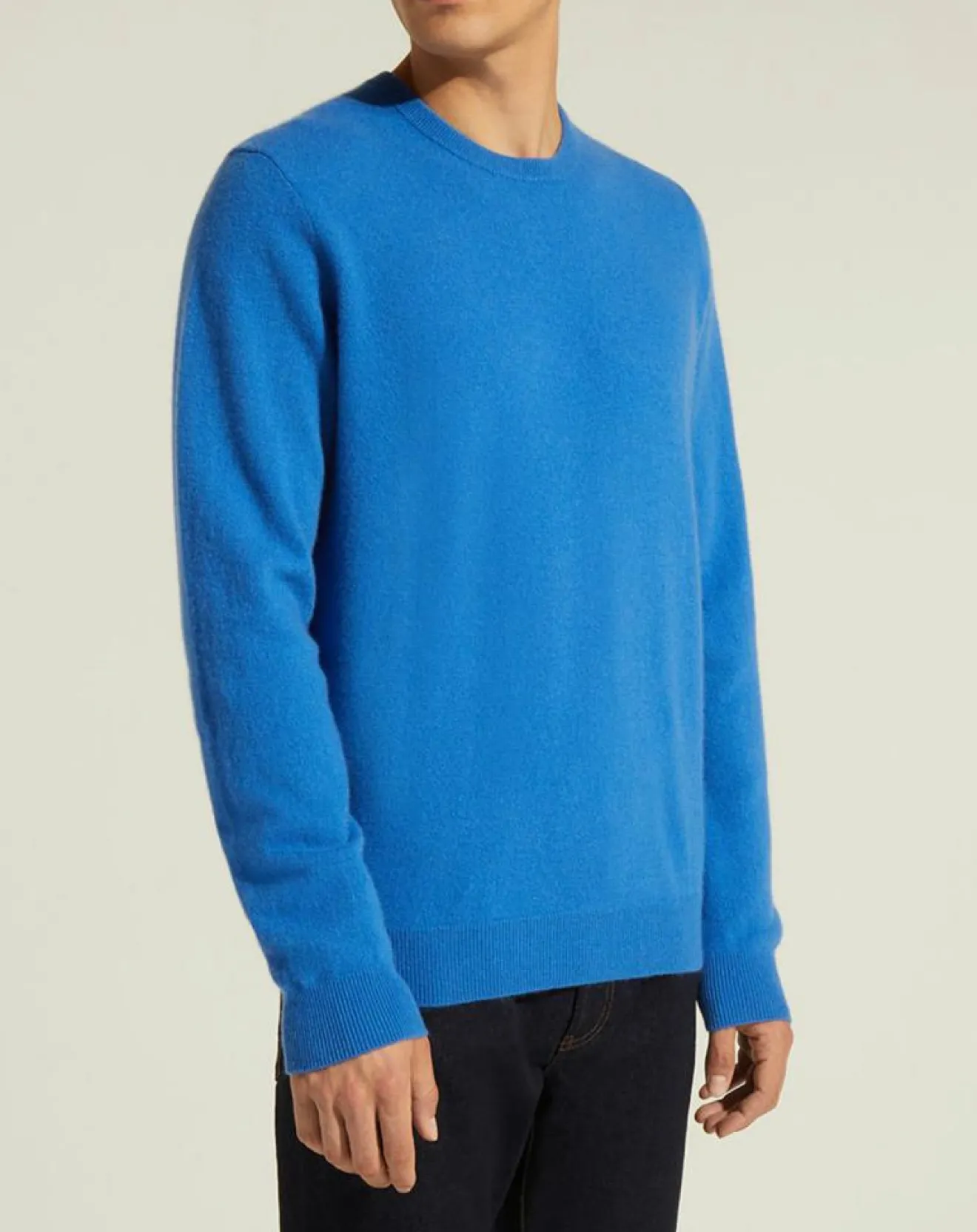 Best Galeries Lafayette Pull 100% Cachemire Nachron col rond bleu