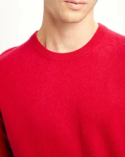 Homme Galeries Lafayette Pull 100% Cachemire Nachron col ras du cou rose foncé