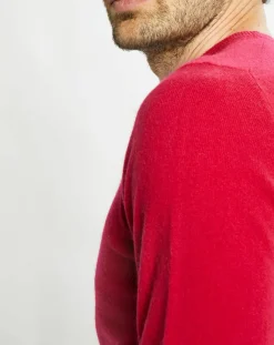 Homme Galeries Lafayette Pull 100% Cachemire Nachron col ras du cou rose foncé