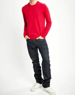 Homme Galeries Lafayette Pull 100% Cachemire Nachron col ras du cou rose foncé