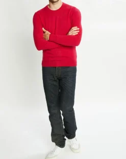 Homme Galeries Lafayette Pull 100% Cachemire Nachron col ras du cou rose foncé