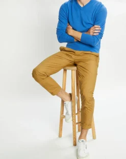 Homme Galeries Lafayette Pull 100% Cachemire Nachve col V bleu