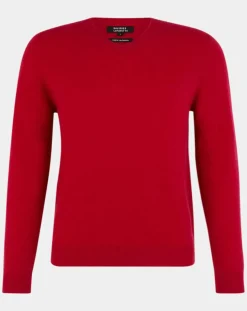 Homme Galeries Lafayette Pull 100% Cachemire Nachve col V rose foncé