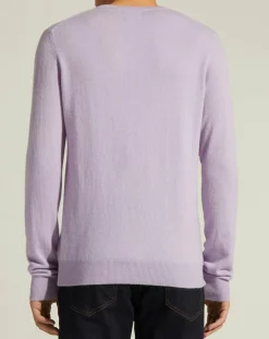 Homme Galeries Lafayette Pull 100% Cachemire Nachve col V violet clair