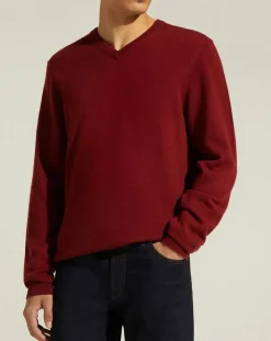 Best Galeries Lafayette Pull 100% Cachemire Nachve col V bordeaux