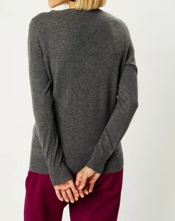 Best Galeries Lafayette Pull 100% Cachemire Nocon col V gris foncé