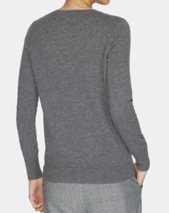 Best Galeries Lafayette Pull 100% Cachemire Nocon col V gris foncé