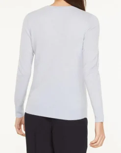 Galeries Lafayette Pull 100% Cachemire Yabri col rond bleu clair