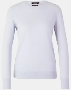 Galeries Lafayette Pull 100% Cachemire Yabri col rond bleu clair