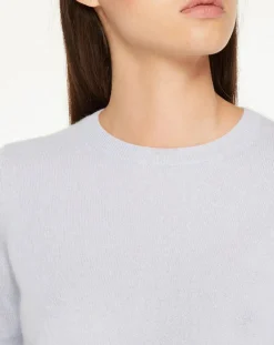 Galeries Lafayette Pull 100% Cachemire Yabri col rond bleu clair