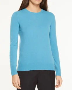 Femme Galeries Lafayette Pull 100% Cachemire Yabri col rond bleu