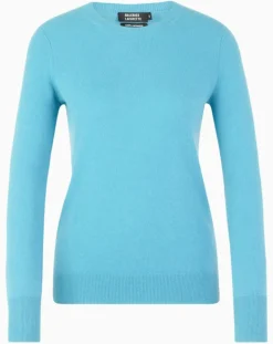 Femme Galeries Lafayette Pull 100% Cachemire Yabri col rond bleu