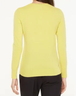 Femme Galeries Lafayette Pull 100% Cachemire Yabri col rond jaune