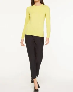 Femme Galeries Lafayette Pull 100% Cachemire Yabri col rond jaune