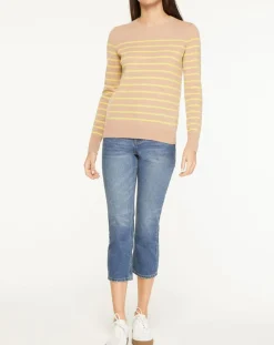 Femme Galeries Lafayette Pull 100% Cachemire Yabrir col rond beige/jaune