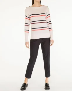 Clearance Galeries Lafayette Pull 100% Cachemire Yako col rond rose clair