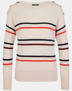 Clearance Galeries Lafayette Pull 100% Cachemire Yako col rond rose clair