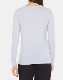 Femme Galeries Lafayette Pull 100% Cachemire Yocon col V bleu clair