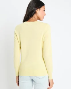 Femme Galeries Lafayette Pull 100% Cachemire Zabri col rond jaune