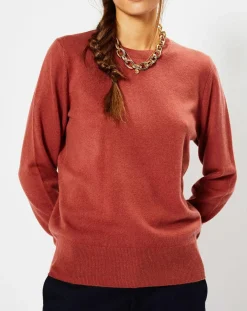 Femme Galeries Lafayette Pull 100% Cachemire Zabri col rond bois de rose