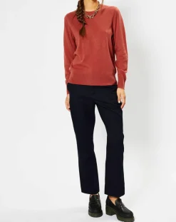 Femme Galeries Lafayette Pull 100% Cachemire Zabri col rond bois de rose