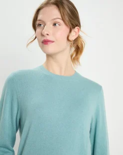Femme Galeries Lafayette Pull 100% Cachemire Zabri col rond bleu/vert