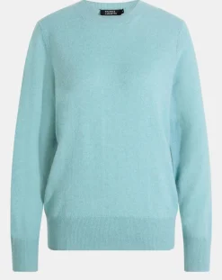 Femme Galeries Lafayette Pull 100% Cachemire Zabri col rond bleu/vert