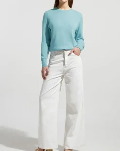 Femme Galeries Lafayette Pull 100% Cachemire Zabri col rond bleu/vert